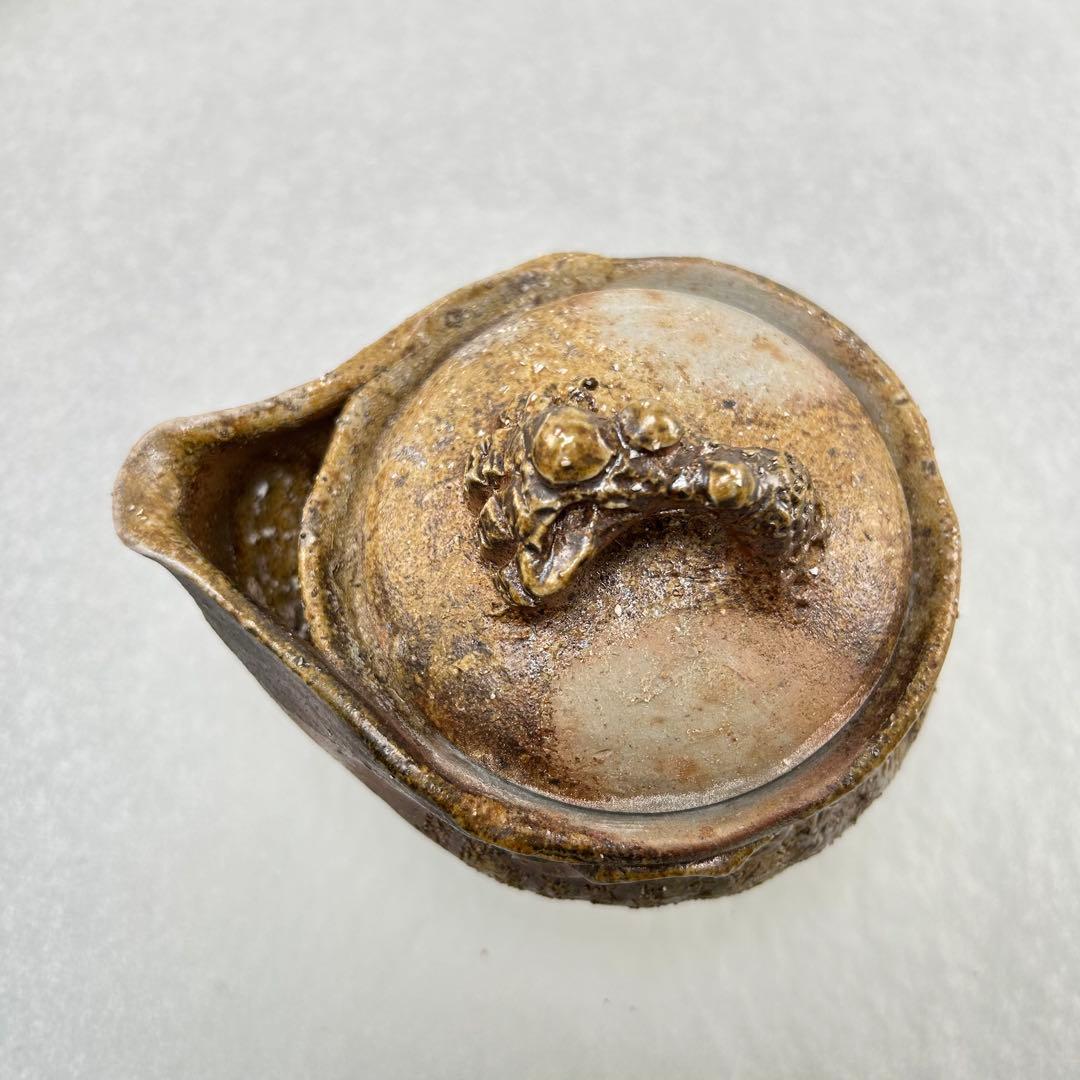 石田安弘 備前焼霊芝宝瓶 般若心经人気作者 急須 共箱 共布 茶