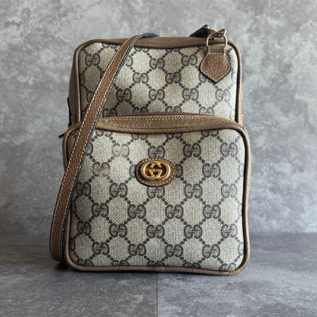 ⭐️グッチ⭐️オールドグッチ GGプラス ショルダーバッグ 縦型 ベージュ