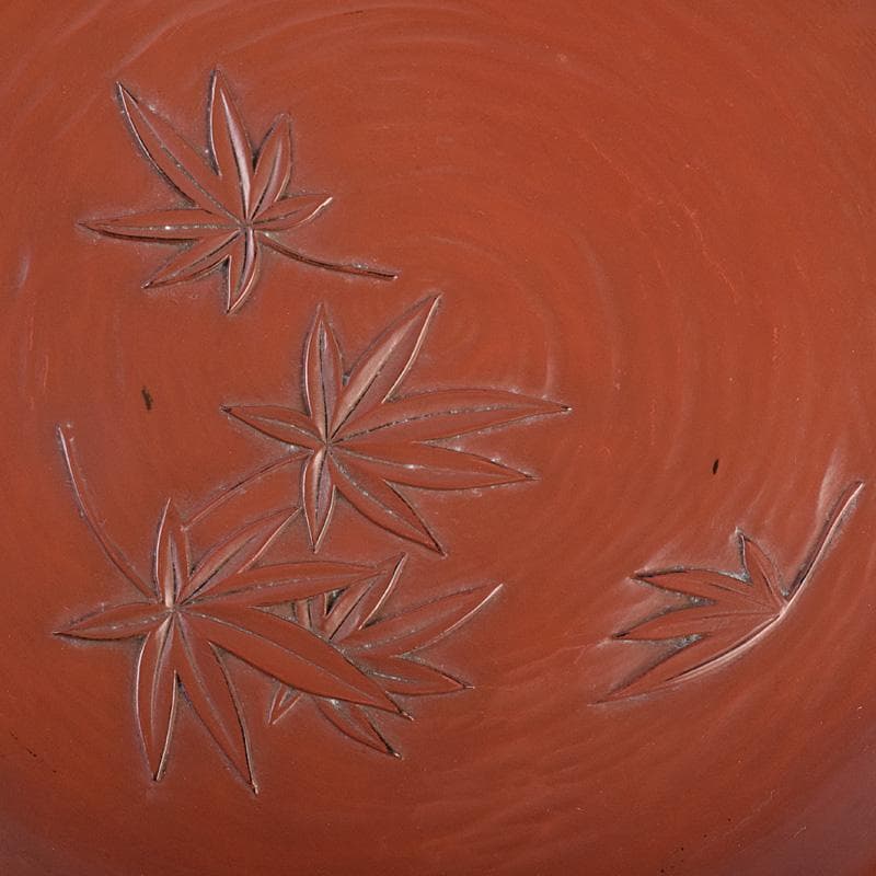 鎌倉彫　手彫　絵替鎌倉盆　丸盆　五枚　在銘　書付共箱　V　R8990B