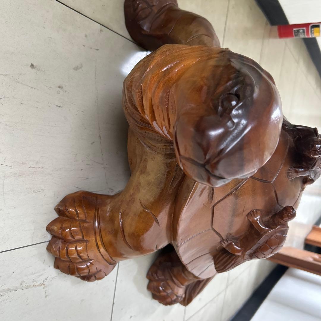 木製亀の彫刻 大型