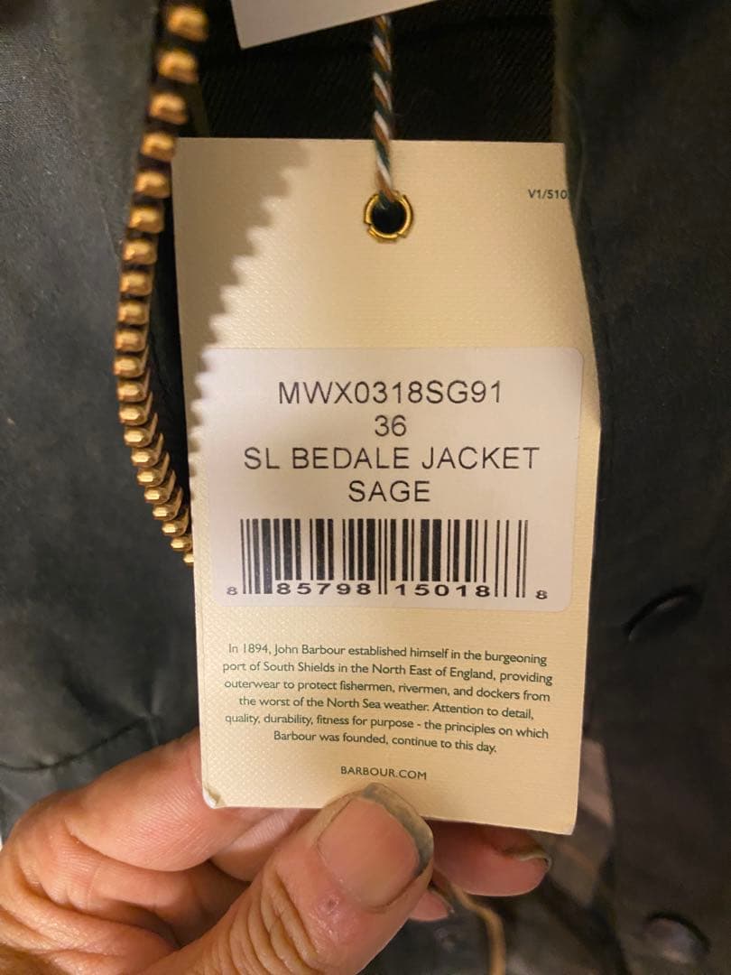 Barbour ビデイル　36 セージ　アウタージャケット