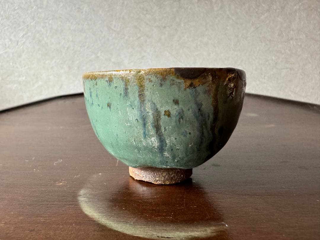 古唐津 緑釉杯 ぐいのみ 桃山〜江戸初期