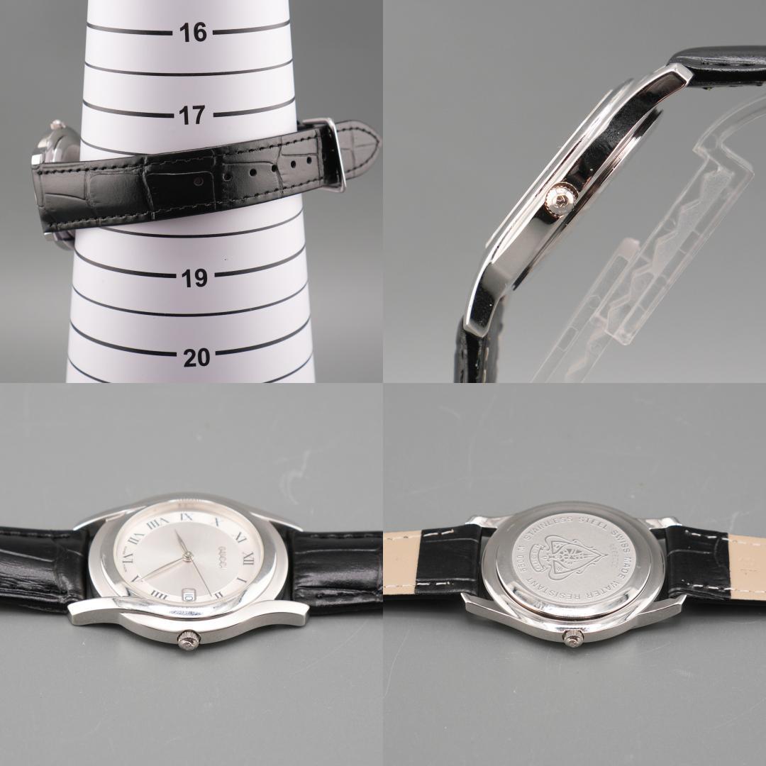 稼働 GUCCI 5500M デイト 腕時計 新品電池 新品ベルト クォーツ