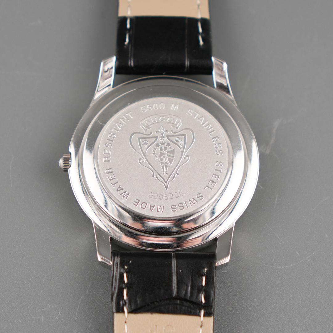 稼働 GUCCI 5500M デイト 腕時計 新品電池 新品ベルト クォーツ