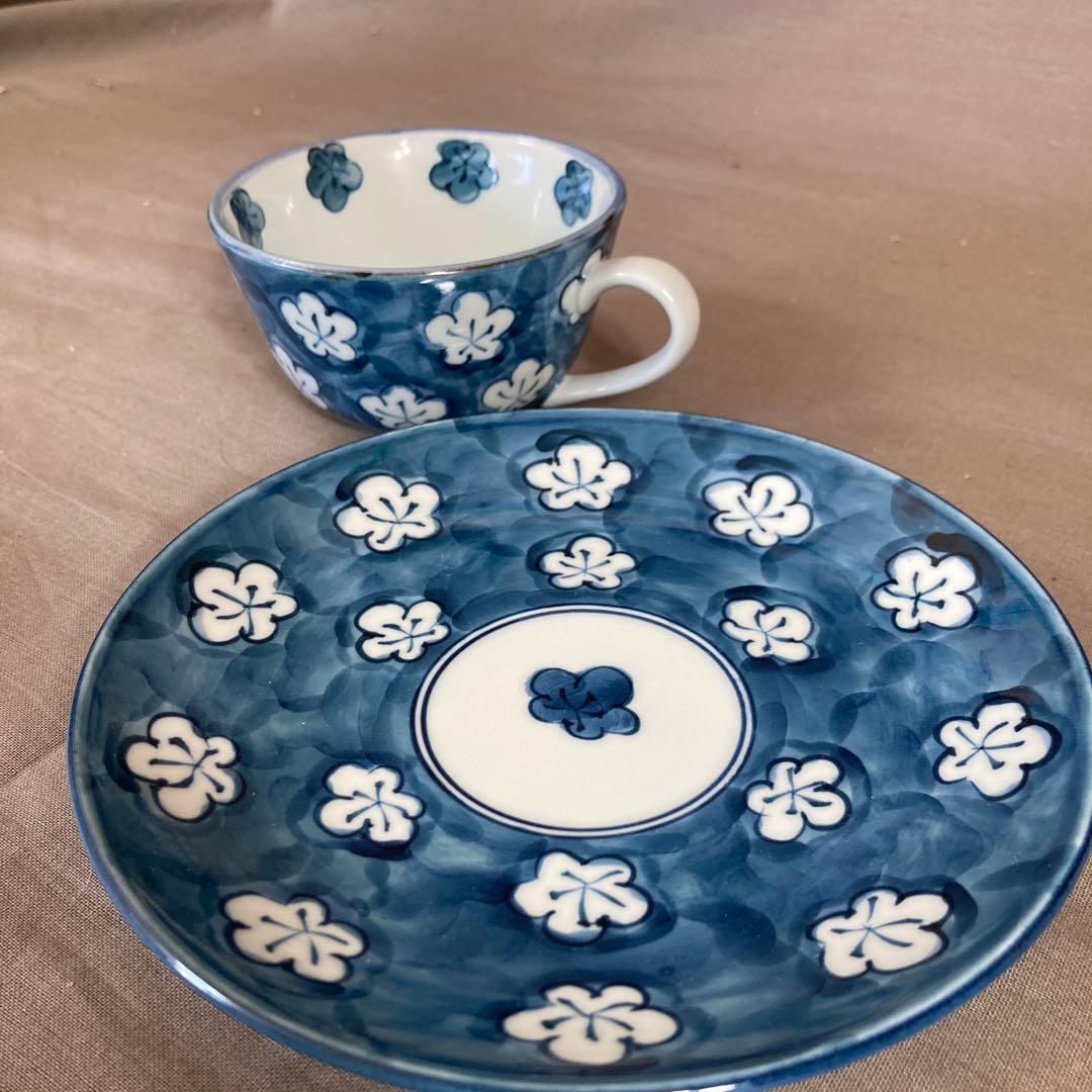 源右衛門】古伊万里の伝統 日本の名窯 舘林源右衛門作 古染付梅紋 碗皿