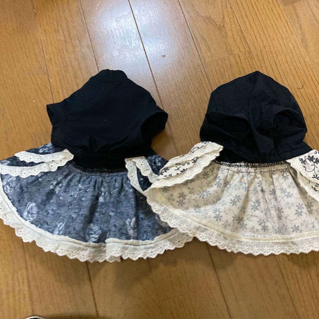 秋色チェックのパールオンギャザースモック/犬服/犬服ハンドメイド