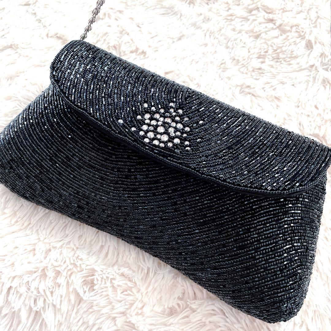 新品未使用　東京イギン フォーマルバッグ ハンドバッグ ブラック ビーズ