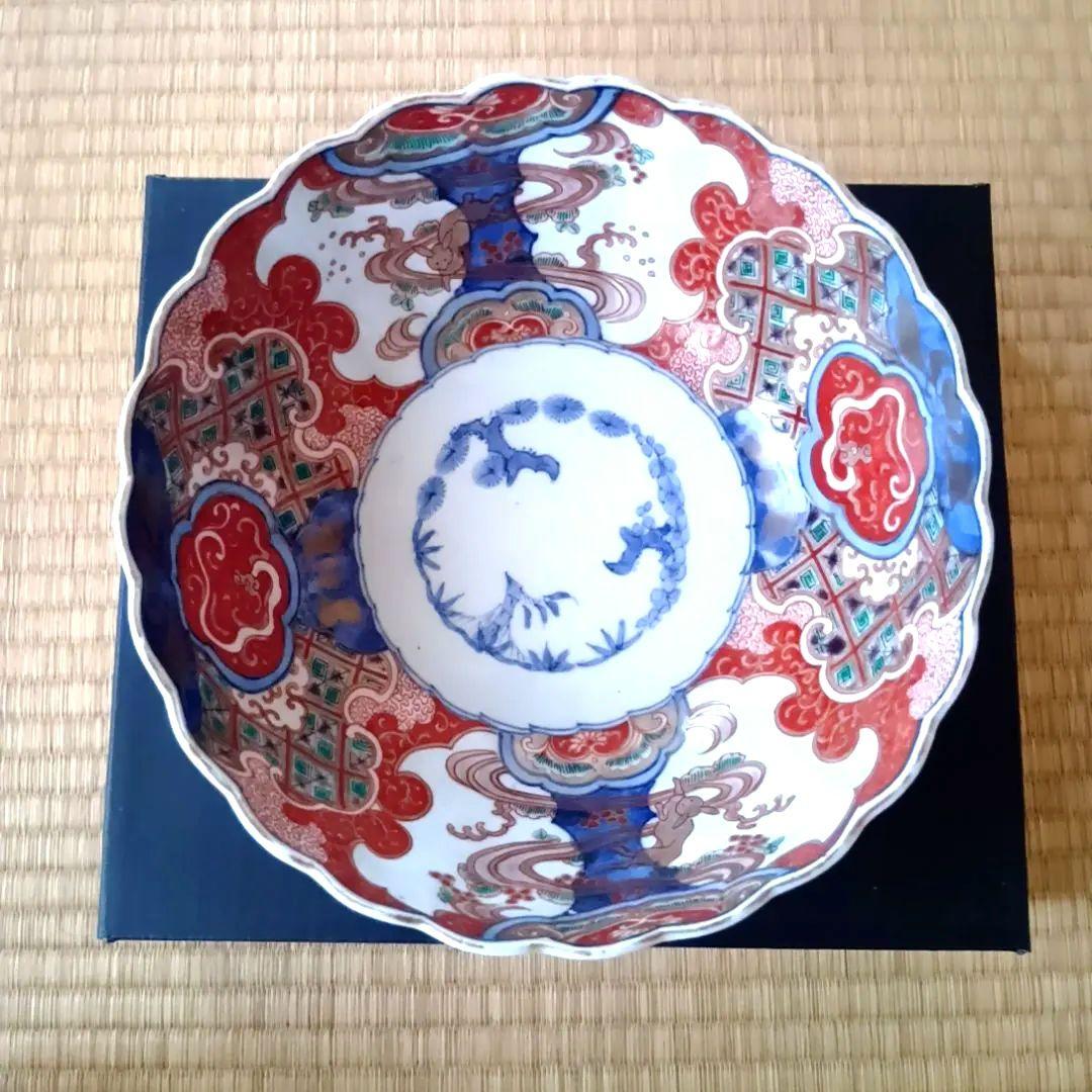 ②【古伊万里】骨董品 大皿 色絵 鉢 深鉢 伊万里 陶器 有田焼 希少 極美