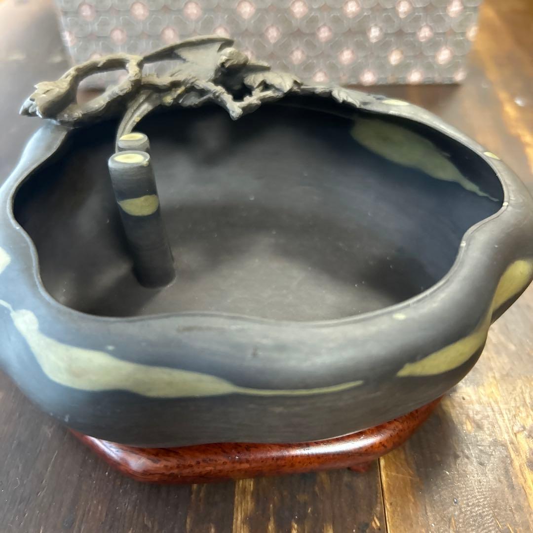 書道 硯 梅花坑水盂枝に鳥型 美術品 芸術家 骨董品