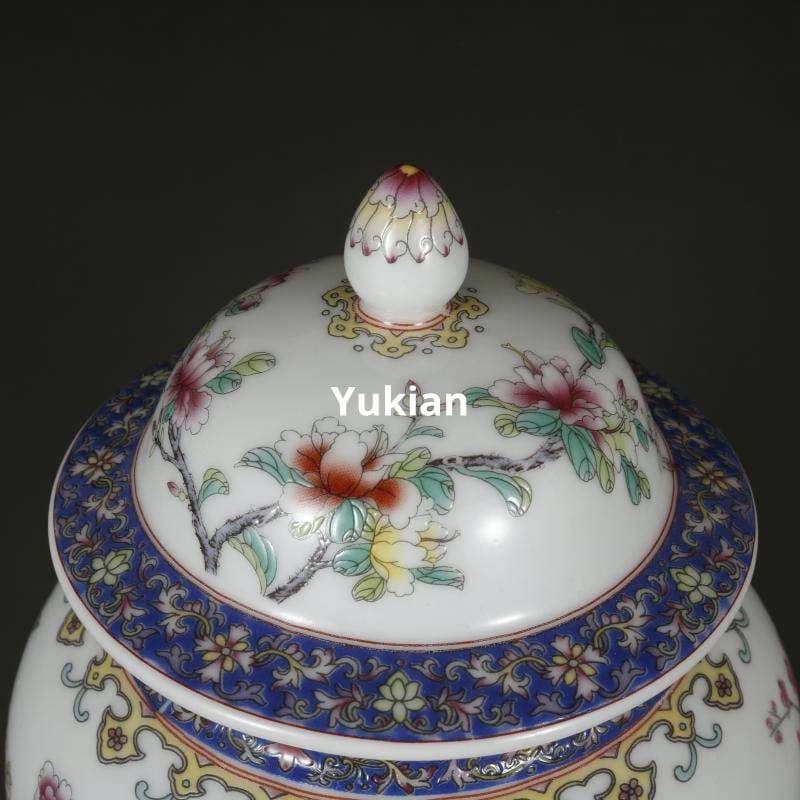 牡丹紋将軍缶 蓋缶 陶器 陶磁器 現代工芸品 美術品 装飾品 置物