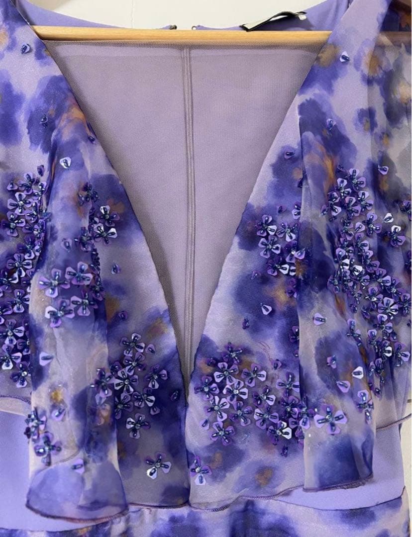 エリザベッタフランキ フリル付きビーズ装飾 ロングドレスM - メルカリ