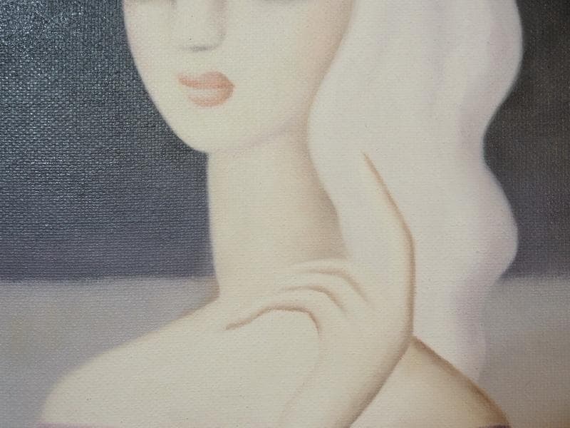 新春売り】人物画 油絵 東郷青児 山と河 F6 額付き 手描き 肉筆