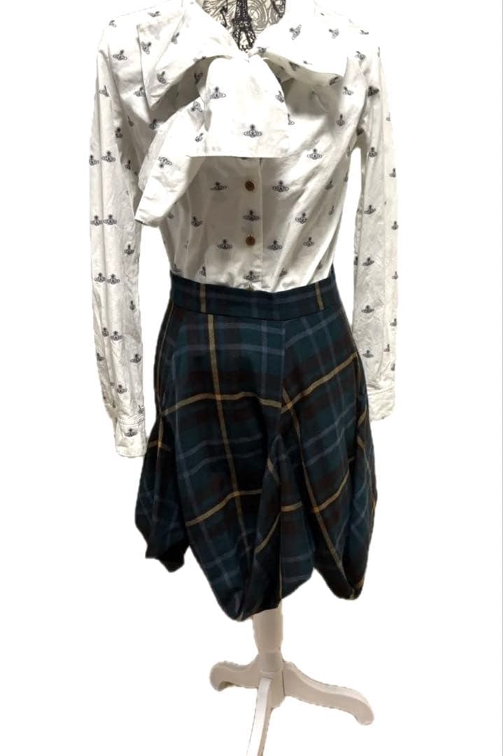 ☆ヴィヴィアンウエストウッド アシメン変形 チェック柄 スカート オーブボタン
