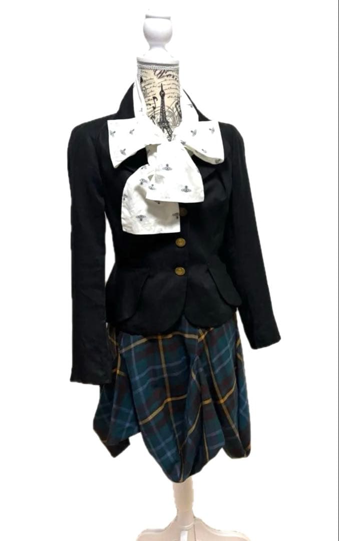 ☆ヴィヴィアンウエストウッド アシメン変形 チェック柄 スカート オーブボタン