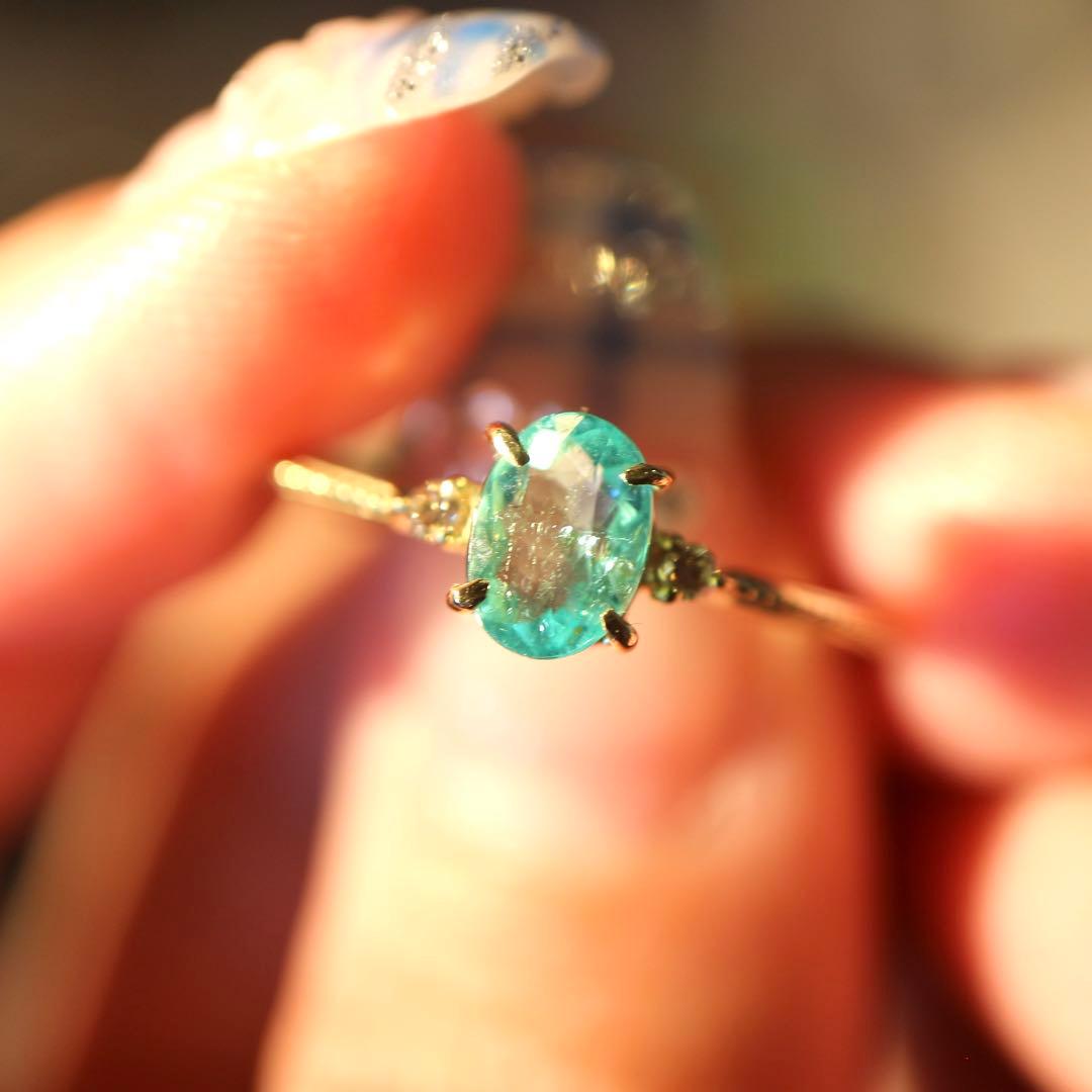 0.634パライバトルマリンリング K18イエローゴールド