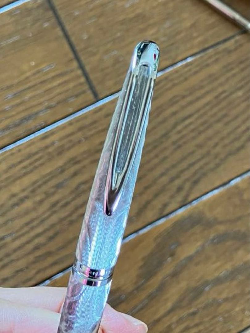 WATERMAN ビンテージ 万年筆 モアレ　シルバー　18K750 美品　CF