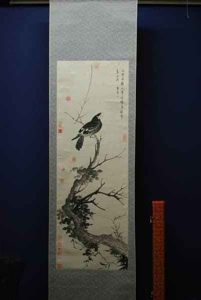 複製/唐寅/花鳥図/工芸品/布袋屋掛軸HC-235