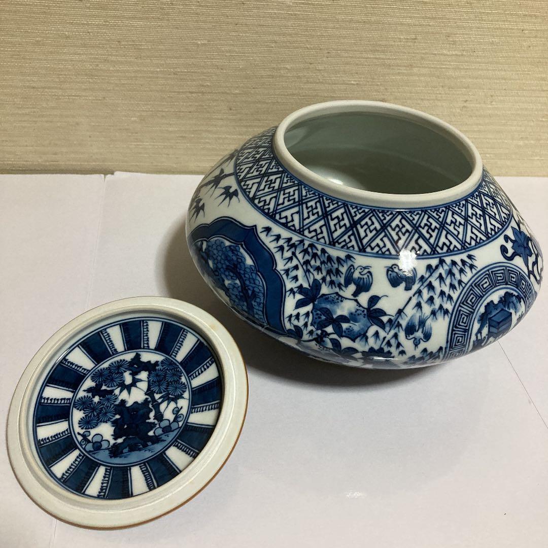 茶道具 京焼 染付水指 手塚景雲作