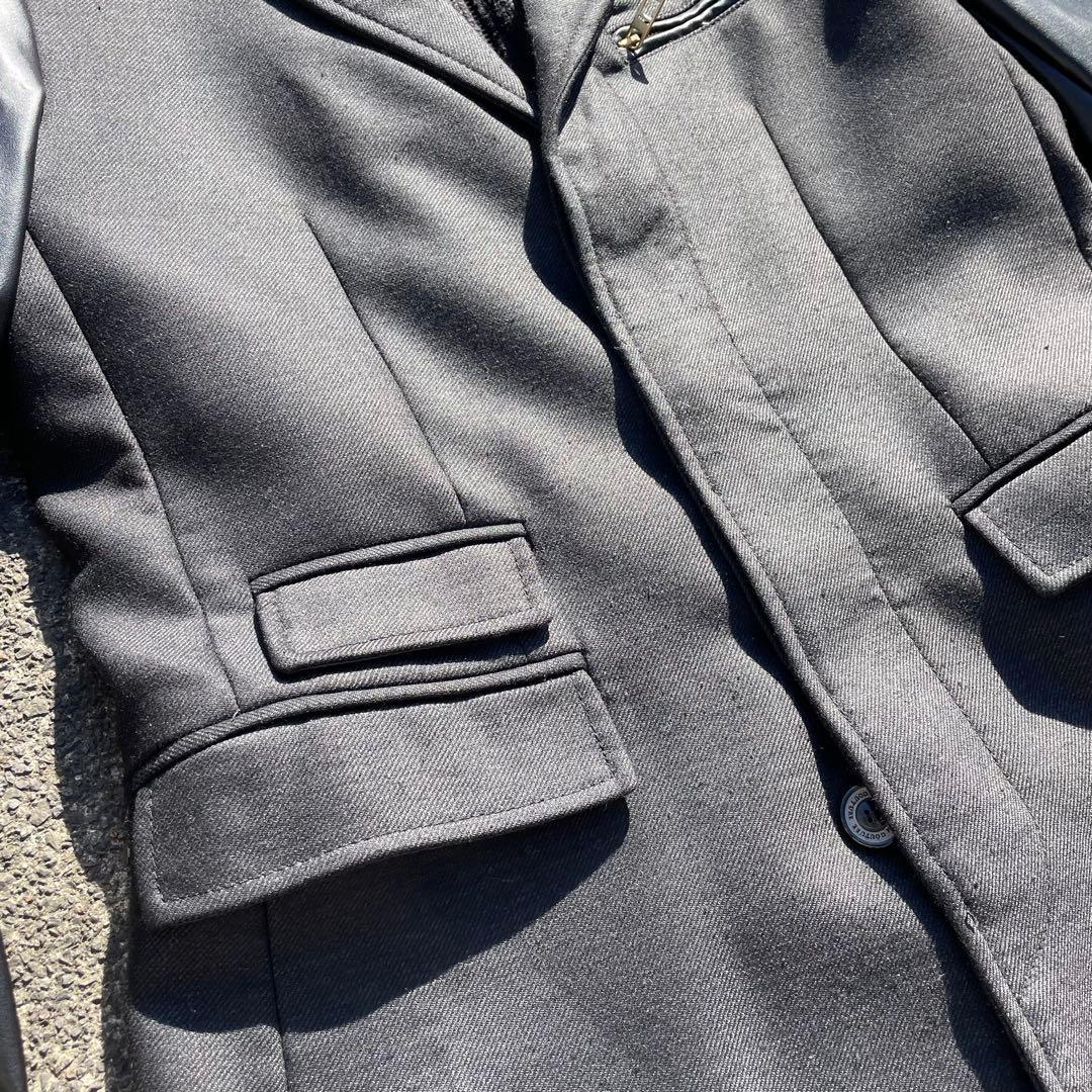 【うんまか仙人】\"ZARA MAN\" レザー切替コート 2way ブラック