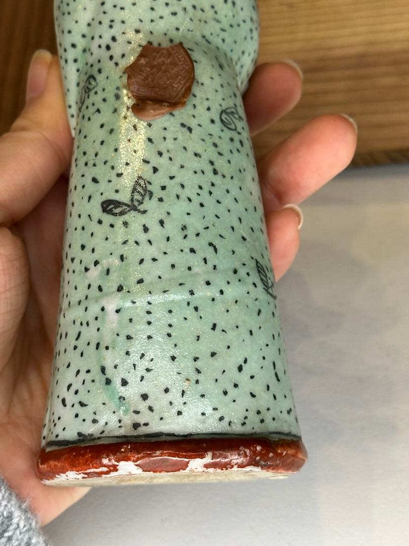 中国美術 清時代 粉彩 人物置物 共箱付 火漆封印有 骨董品