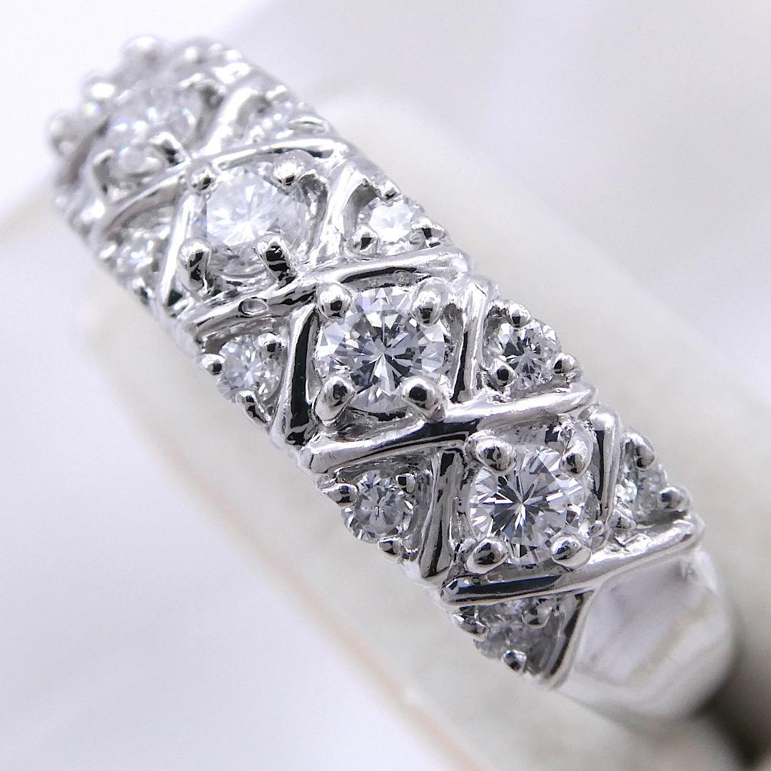 リング Pt900 ダイヤモンド合計0.51ct 14号