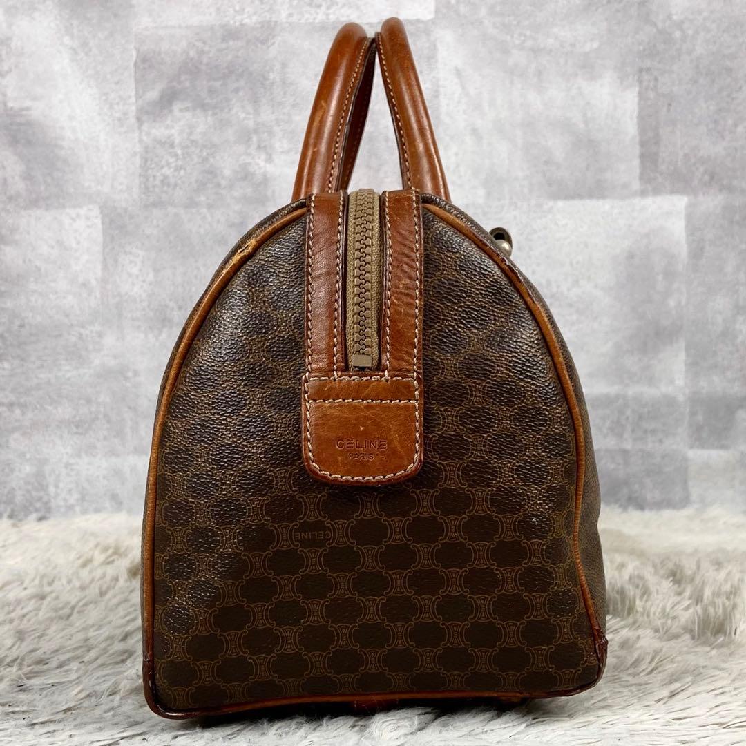超希少 セリーヌ PVC レザー マカダム ボストンバッグ トリオンフ ブラウン