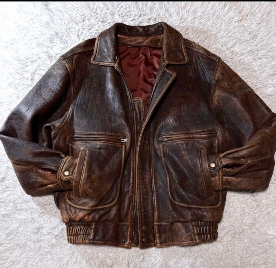 00s A2 leather jacket brown y2k - メルカリ