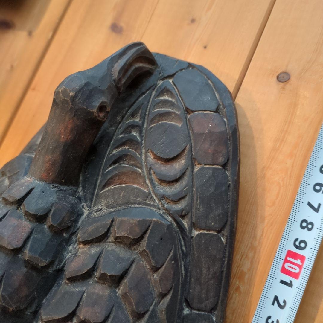 アンティーク パプアニューギニアの木製マスク 長さ62センチ貝殻目