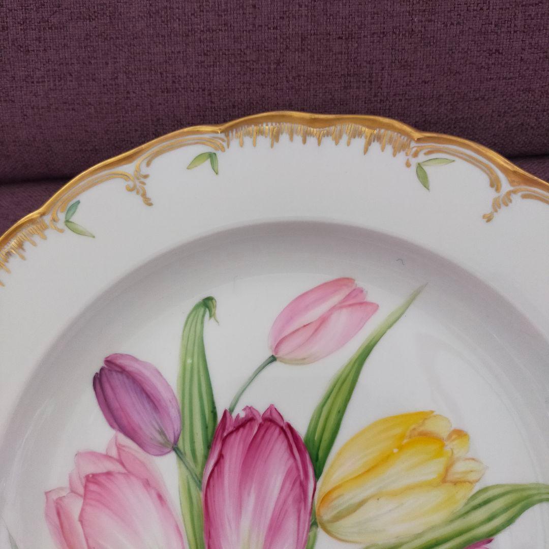 KPM ベルリン チューリップ 手描き? 金彩 アンティーク プレート 皿