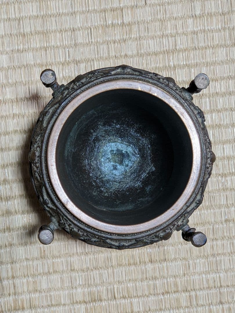 ⭐華道花活け 神獣 双耳亀甲瓔珞文様銅製 大日本文政年整