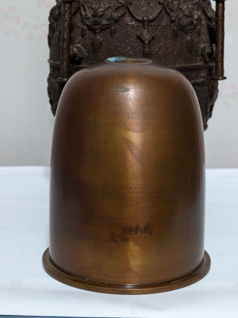 ⭐華道花活け 神獣 双耳亀甲瓔珞文様銅製 大日本文政年整