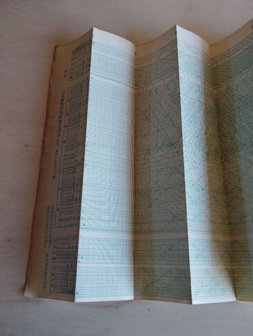 昭和42　列車運行図表　日光線　野田伊勢崎線　東武鉄道