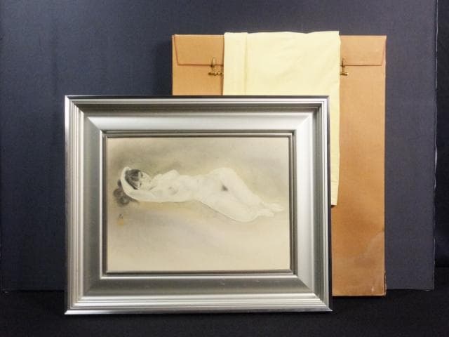 島内史郎　落款印譜 共シール『裸婦』日本画 紙本に岩絵具彩色 8号 0718D