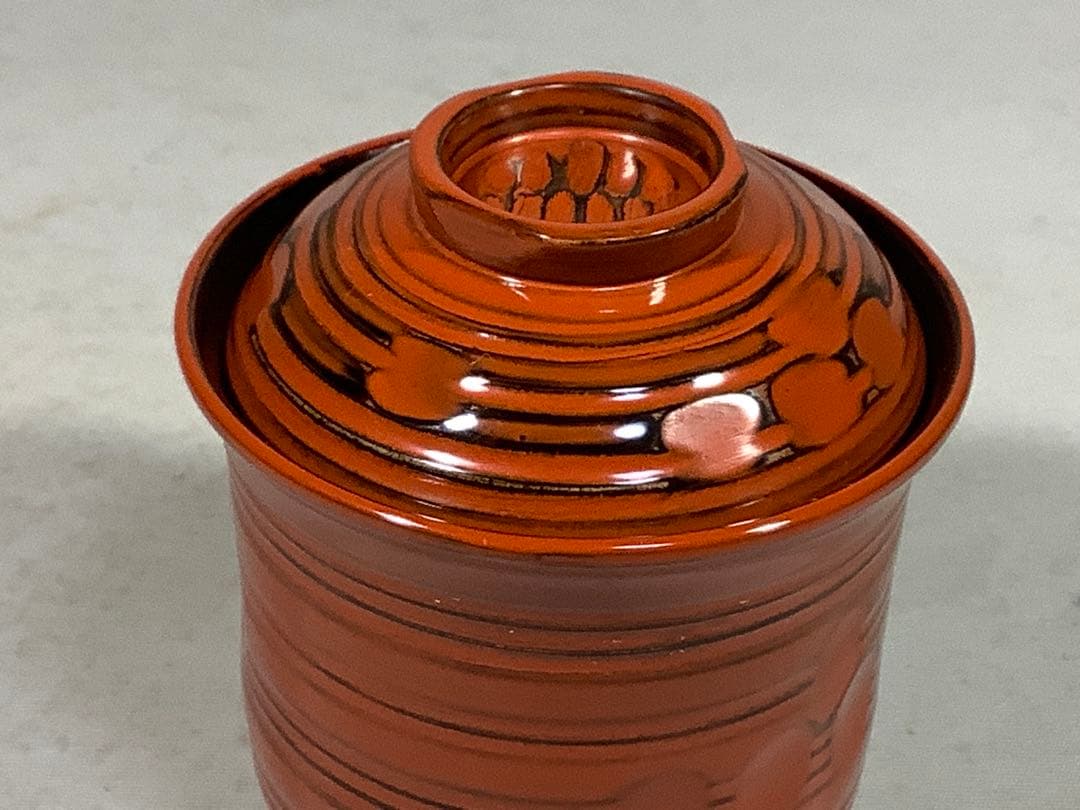 亀甲根来塗　小吸物椀　葵春　茶会席　茶道具