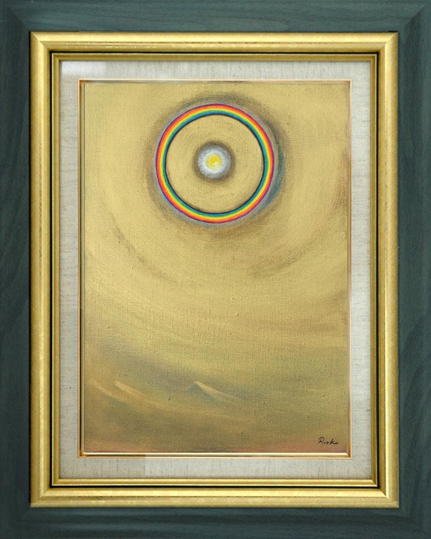 油絵 菅家令子 絵 絵画インテリア額付(銀) F4-G202023 風景祈り奇跡