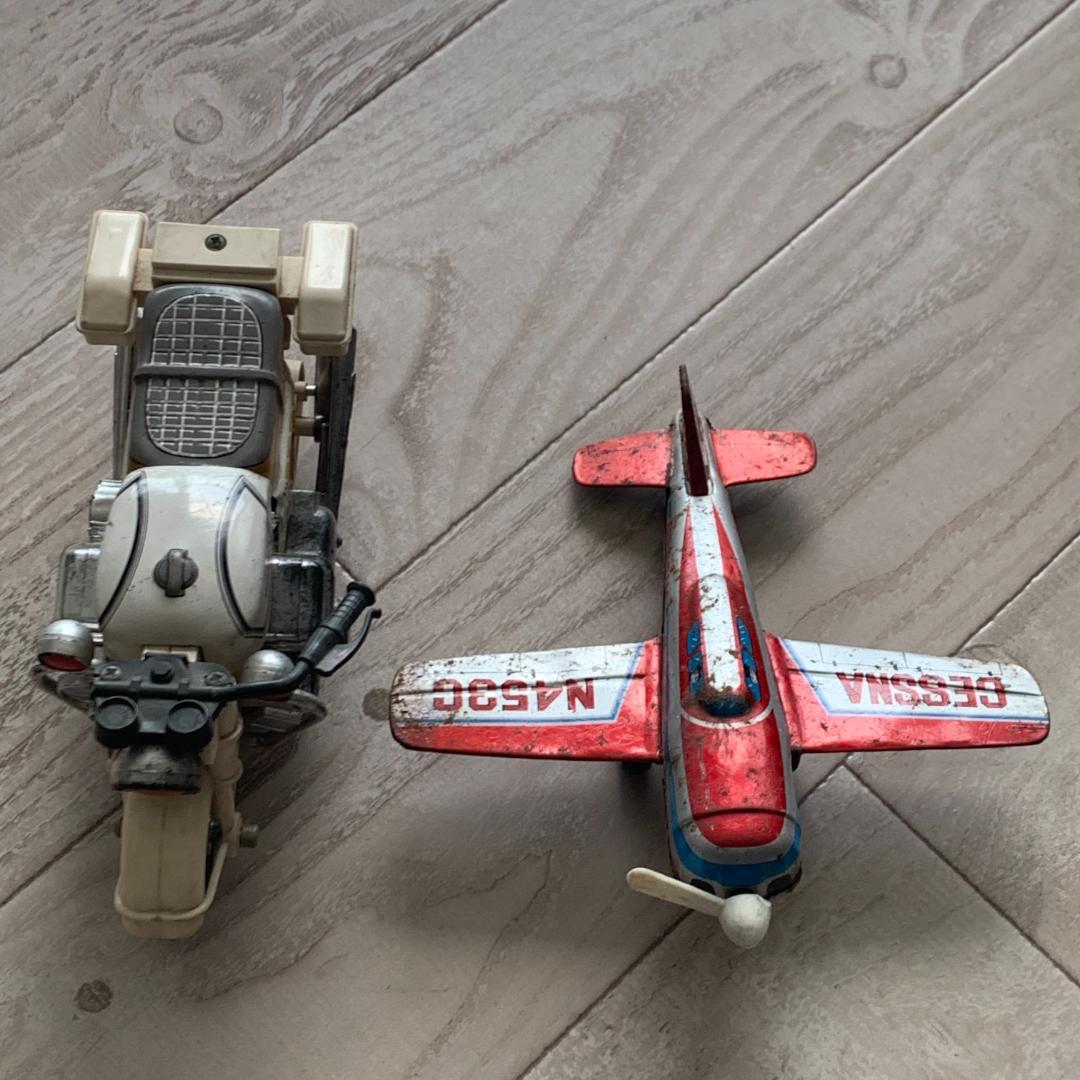 レア！昭和レトロ★HONDA 白バイ&セスナN453C ブリキのおもちゃセット レア！昭和レトロ☆HONDA 白バイ&セスナN453C ブリキのおもちゃセット