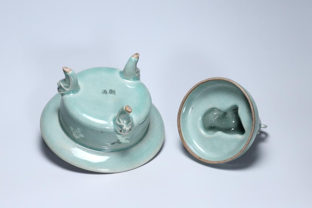 高麗青磁 柳海剛(根瀅) 造 龍型香炉 朝鮮古美術／骨董品【正一古美術