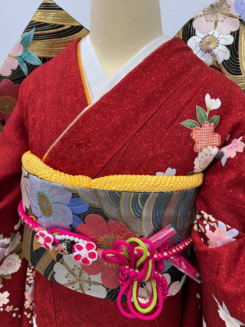 振り袖 フルセット 全通袋帯 別誂長襦袢 成人式 金彩加工 刺繍入り 739