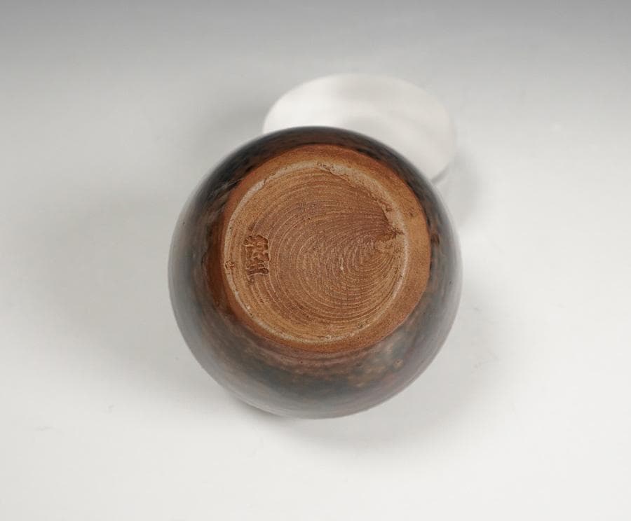 清水茂生 作 古瀬戸茶入 新紹緞子仕覆添 共箱 茶道具 保証