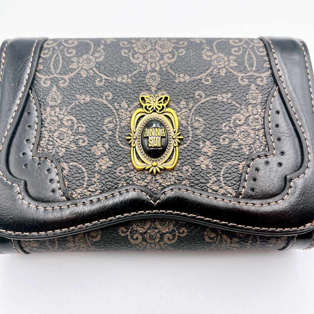 極美品✨ANNA SUI アナスイ 財布 二つ折り財布 ブラック/ゴールド