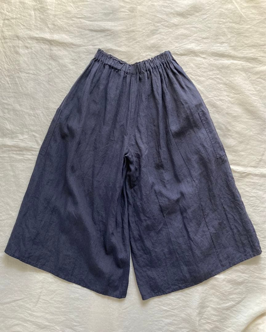 ヤンマ産業 リネンキュロットパンツ プラス10㎝丈 (ネイビー)