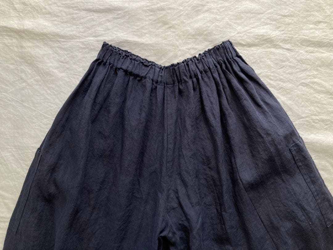 ヤンマ産業 リネンキュロットパンツ プラス10㎝丈 (ネイビー)