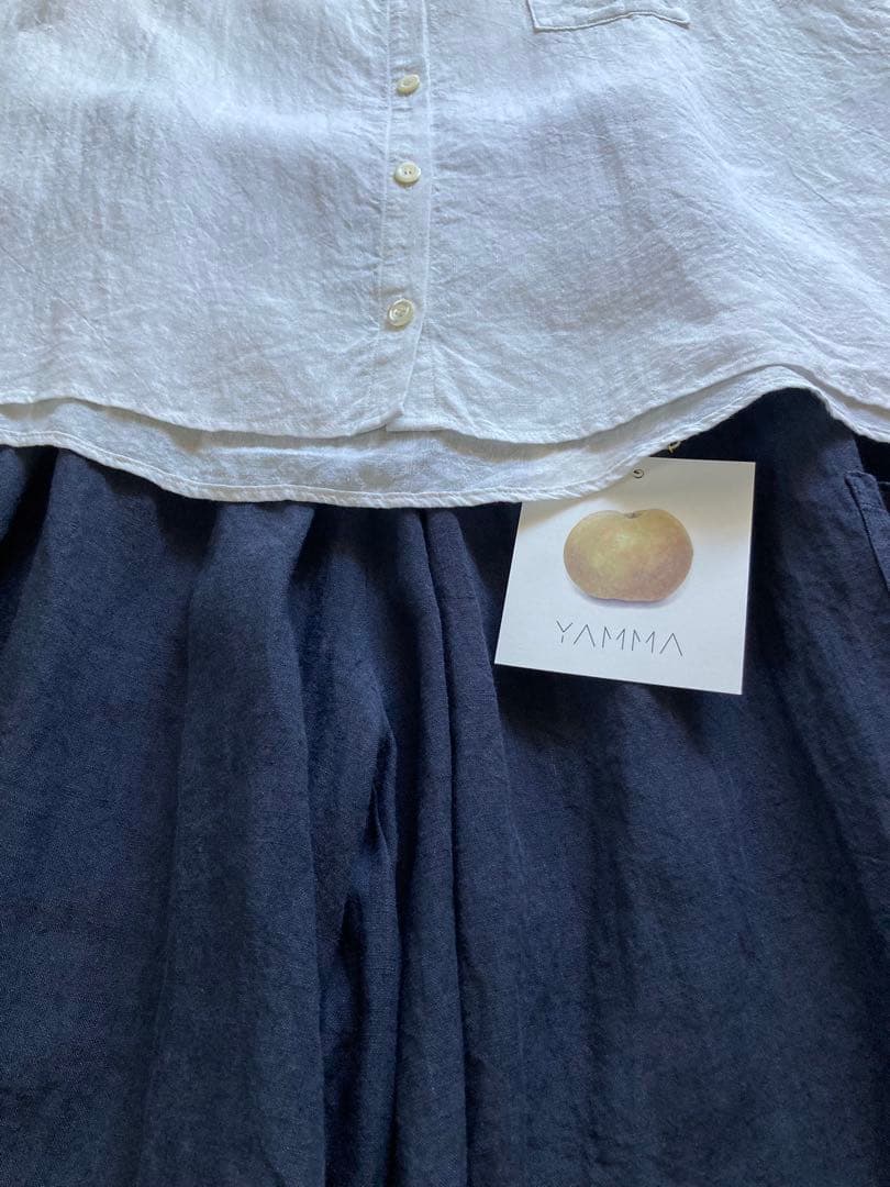 ヤンマ産業 リネンキュロットパンツ プラス10㎝丈 (ネイビー)