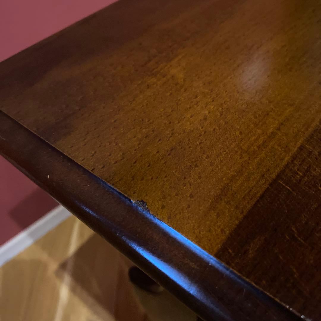 オールドカリモク コロニアル ラタン収納付き木製サイドテーブル