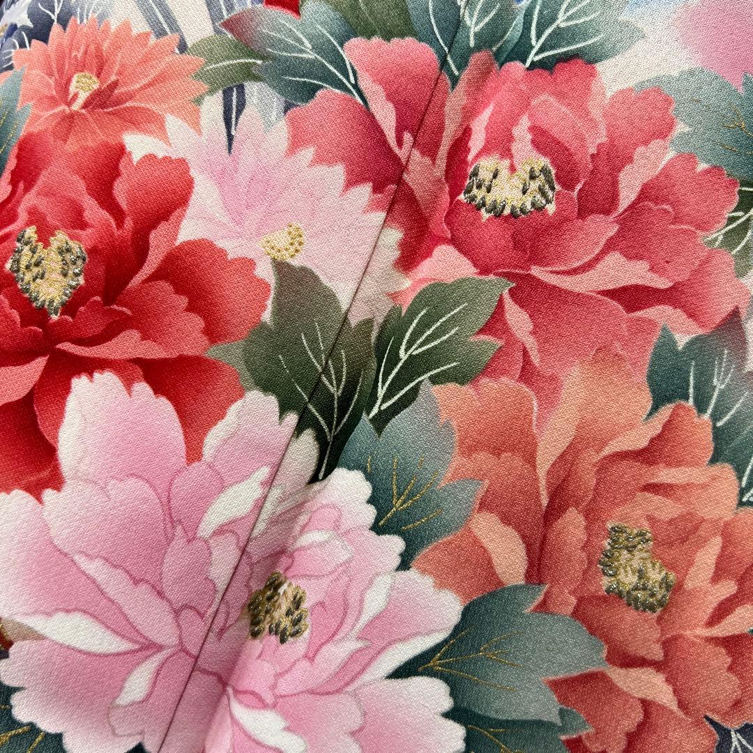 419 振袖フルセット 正絹 青 ブルー 金彩 刺繍 暈し染め