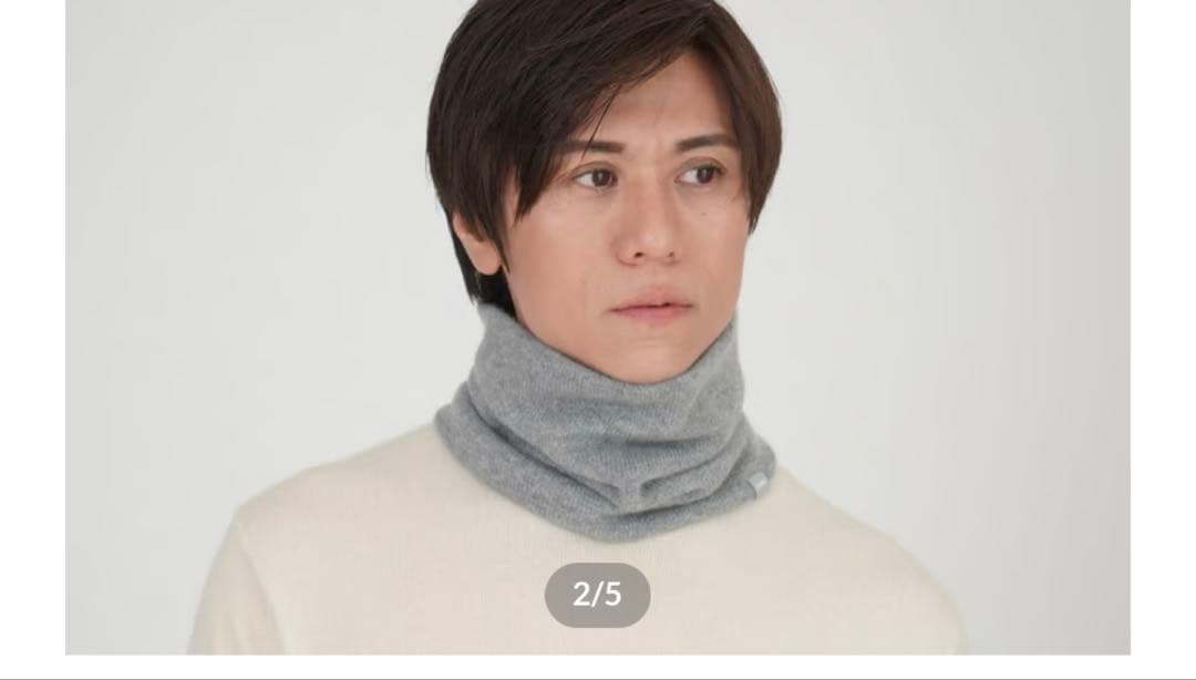 日本製　カシミヤ100％ リブスヌード elalto（エルアルト) GREY