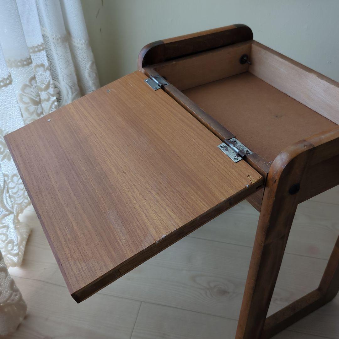 ヴィンテージ　収納付ミシン椅子 スツール 置物台 小物入れ 木製 昭和レトロ