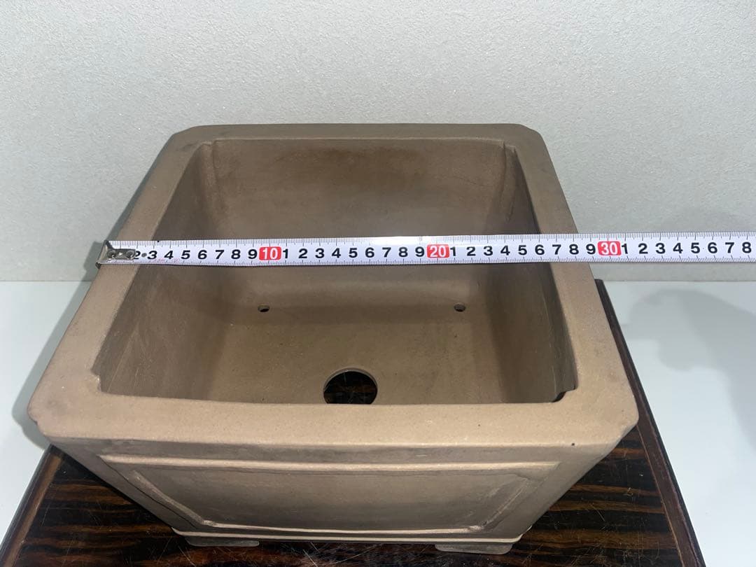 だ*ん様 希少！古鉢！懸崖鉢　正方　中国宜興　ラン鉢　盆栽鉢　古鉢　落款　時代