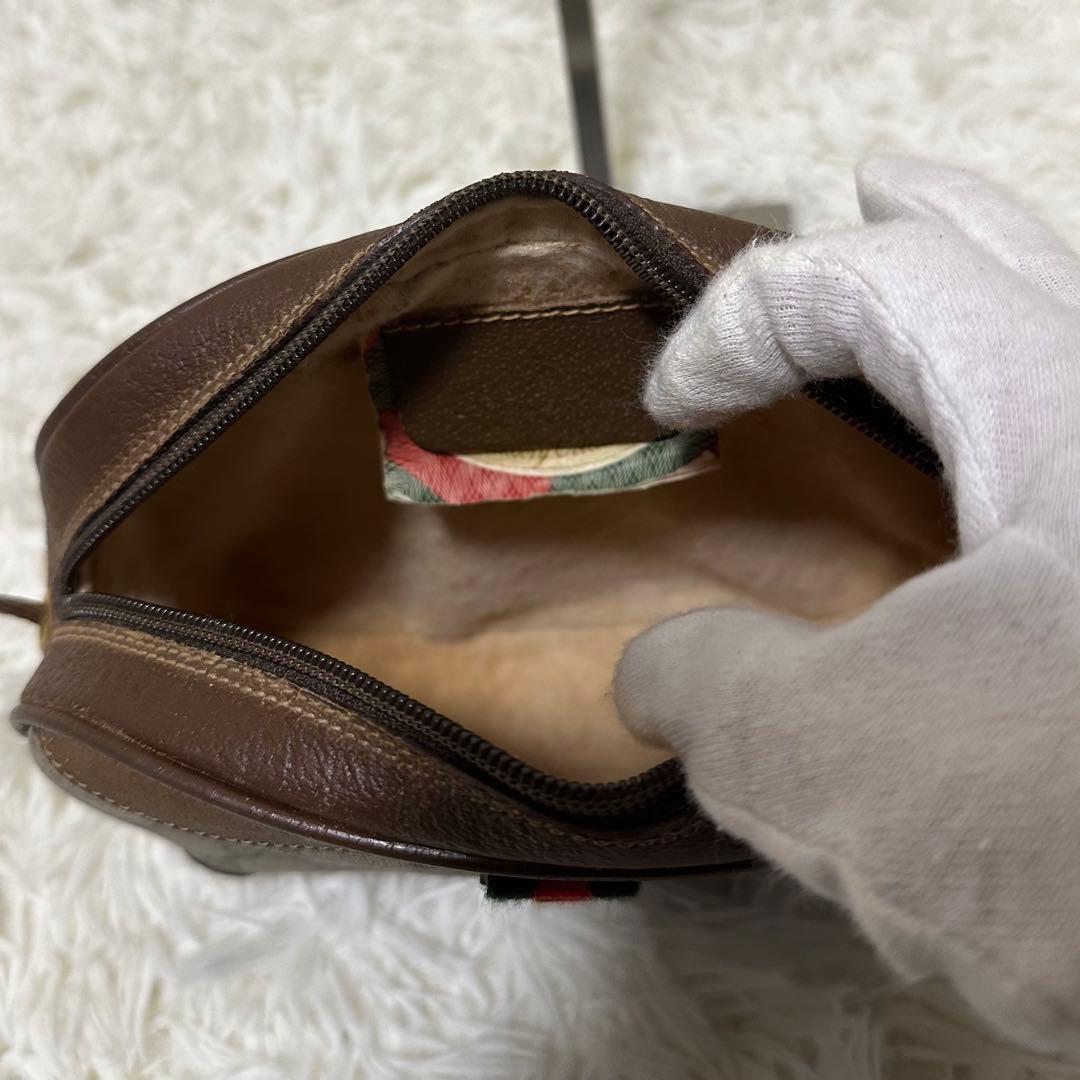 希少 レア オールドグッチ GG レザー ショルダーバッグ シェリーライン ロゴ