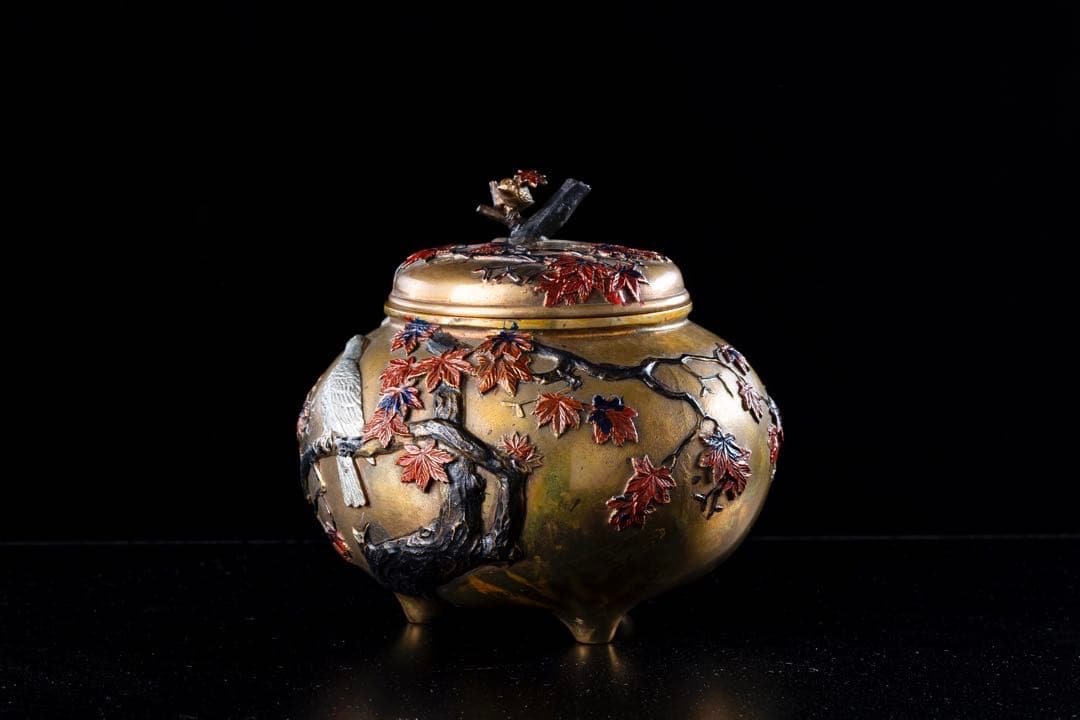 香炉 宮部篤良 大日本京都住 一光堂 花押 象嵌細工 明治期 時代物 古美術 香炉 宮部篤良 大日本京都住 一光堂 花押 象嵌細工 明治期 時代物 古